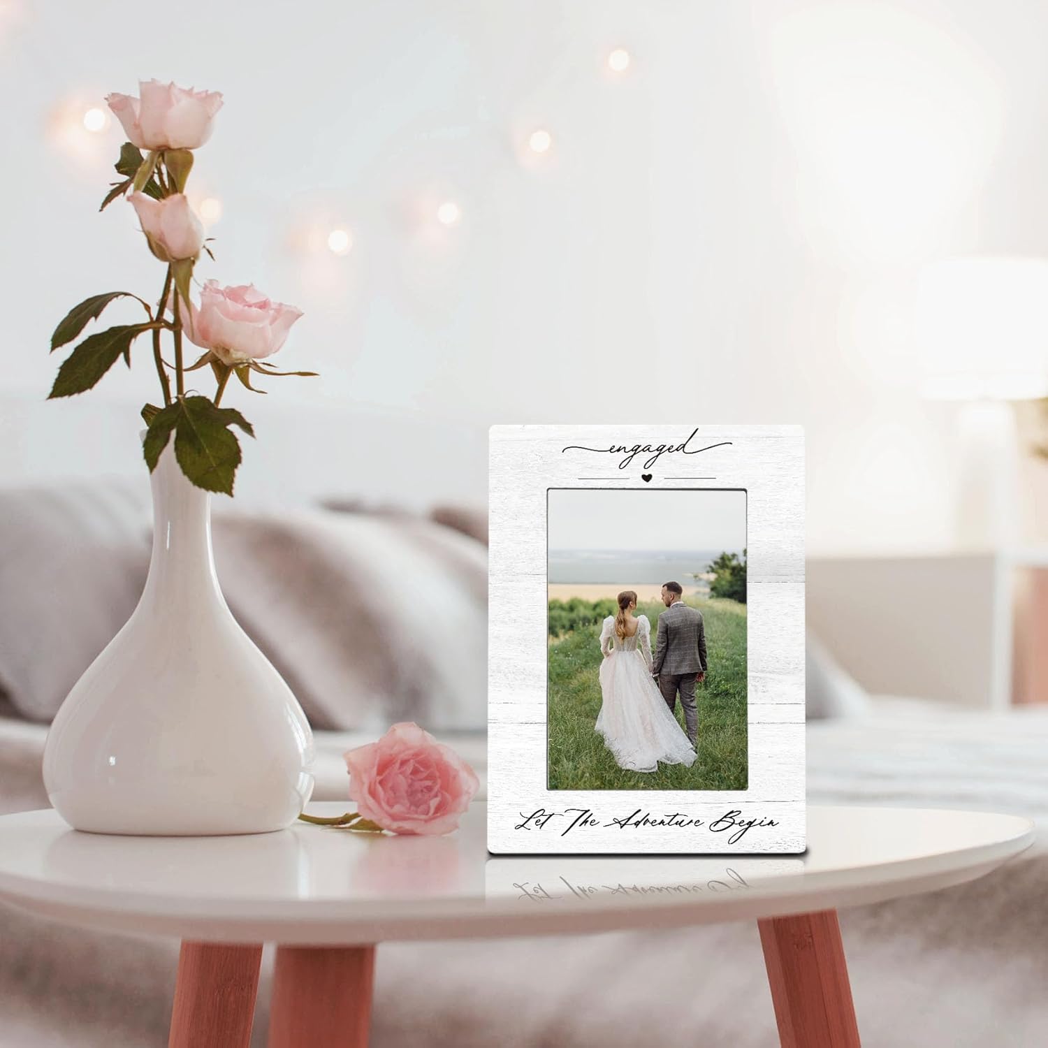 Engagement Couples Newlyweds Picture Frame 4x6, Engagement Gifts for Couples, Just Engaged Gift, Wedding Gifts for Newlyweds Bride Groom, Engaged Couple Picture Photo Frames for Desk Shelf Decor - Image 5