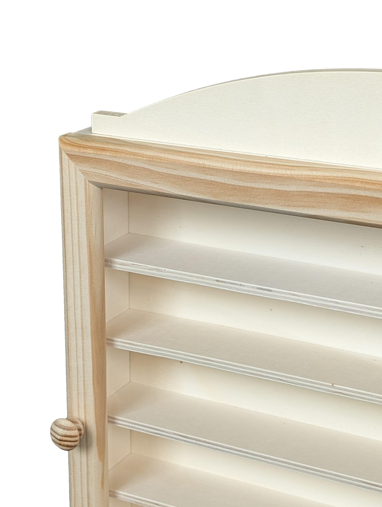 Greca - Vetrina per collezione, in legno, con 6 ripiani per diversi articoli, porta in vetro, in legno naturale, uso decorativo