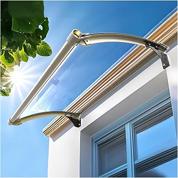 Door Canopy Awning,Door Awnings Exterior,Polycarbonate Cover Awnings for Doors Entrance,Awning for Door Window Exterior,for Sun Shutter, UV,Rain and Snow Protection65x60cm/25.6x24in