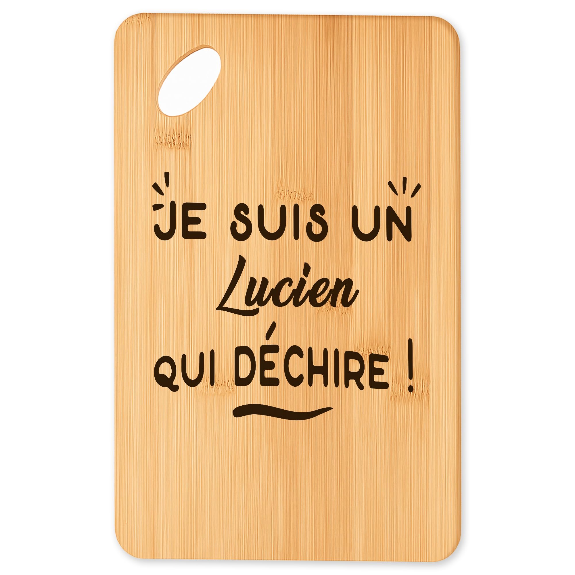 Planche à découper en bambou Lucien Qui Déchire plateau apéro original