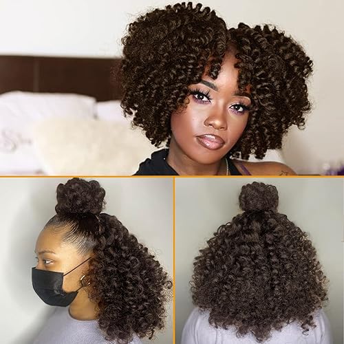 Miniatura 6 de Cabello rizado jamaicano de ganchillo de 10 pulgadas, trenzas de cabello rizado corto para mujeres negras (10 pulgadas, #350)