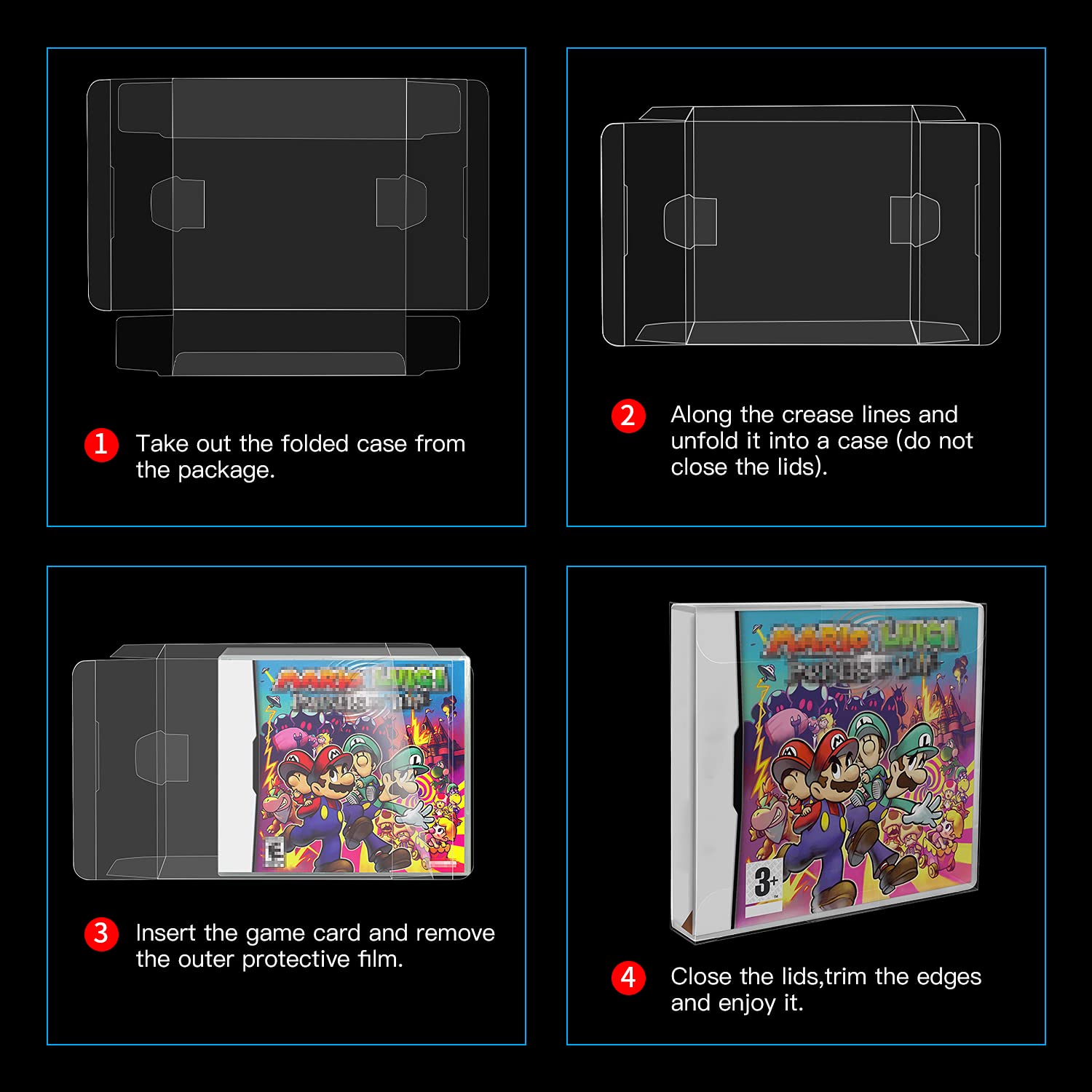 HIGOPLAY Clear Box Protectors Case for Nintendo DS NTSC, Premium Quality Clear Plastic Case Clear Display Cases Sleeve Protector Scratch Resistant Clear Case Anti- Dust/Scratch (10 Pcs)