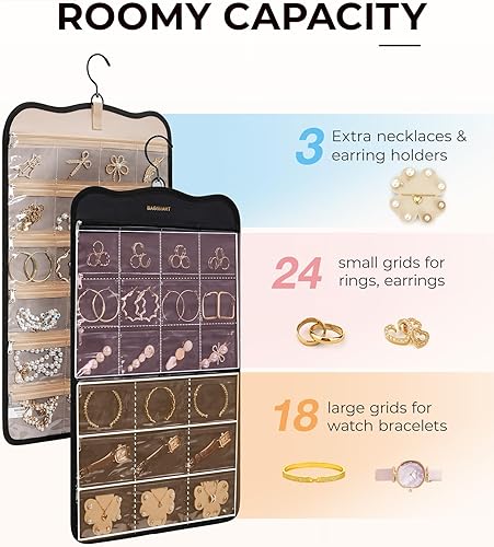 Miniatura 2 de BAGSMART Organizador colgante de joyas, organizador de accesorios, organizador de aretes de 42 bolsillos para guardar joyas, bolsillos medianos,