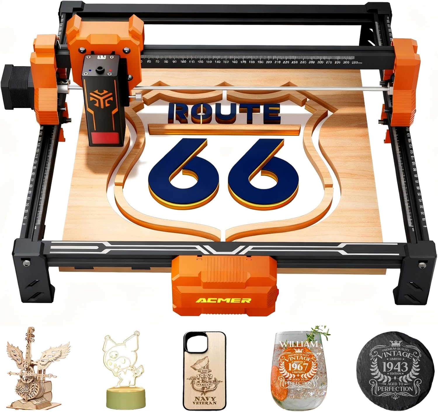 ACMER S2 12 W Laser Cutter, 72 W Power Laser Engraving Machine, Engraving and Cutting Wooden Panels with Just One Click for Money Earning Small Businesses, DIY Work, 300 x 300 mm