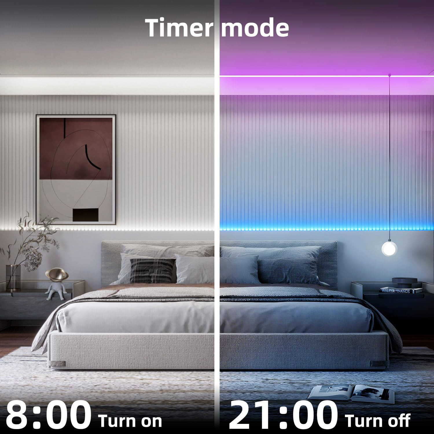 LED COB Ruban RGBW 24V 5M dimmable avec télécommande et bloc d'alimentation Bande RGB + blanc chaud 3000 K, haute densité 784 LED/m, contrôlable via application, compatible avec Alexa et Google Home