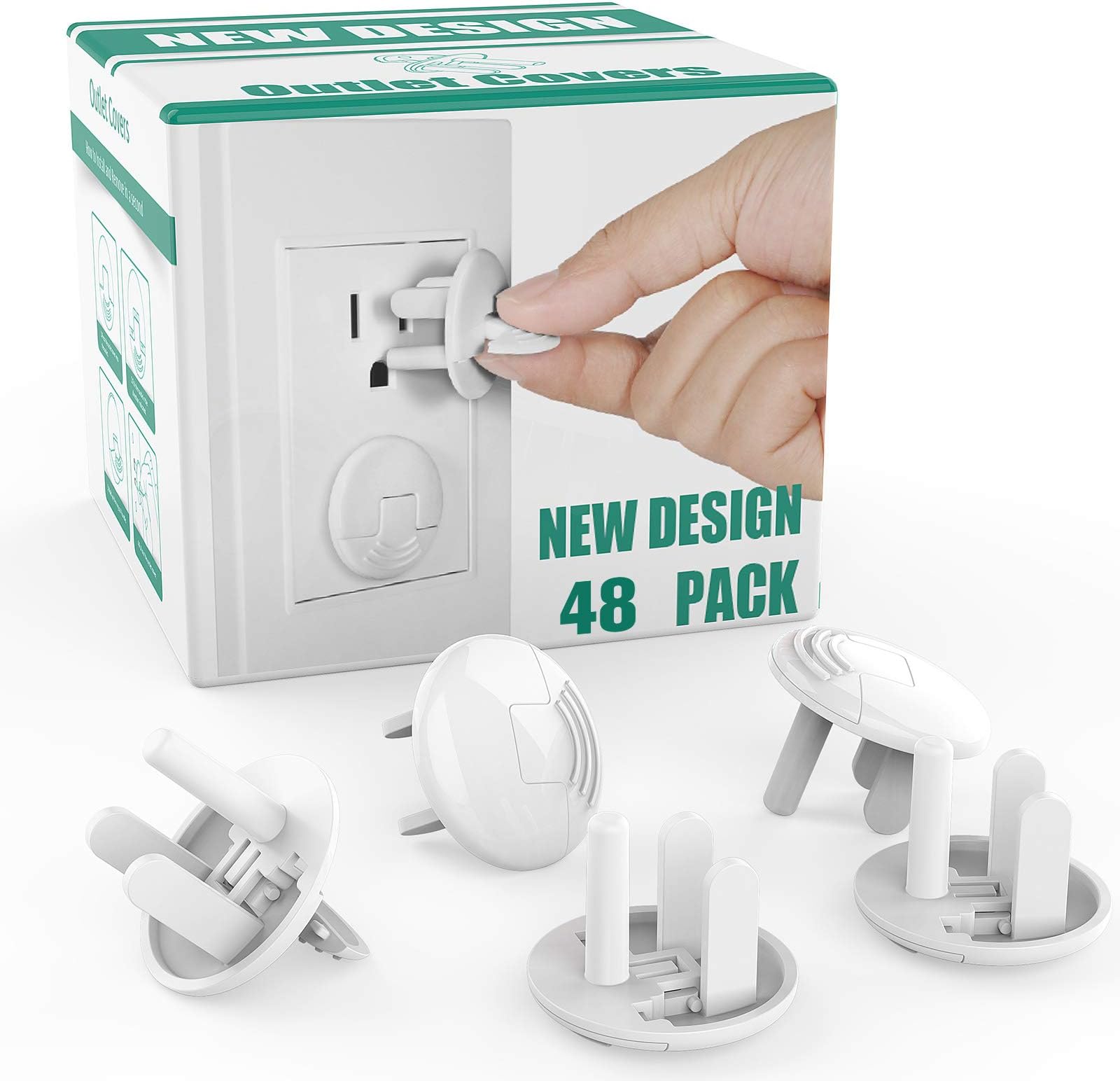 Hidden Handle (Pack of 48) Updated Round 3 Plug Tips Made of Durable Insulation Material Socket Covers