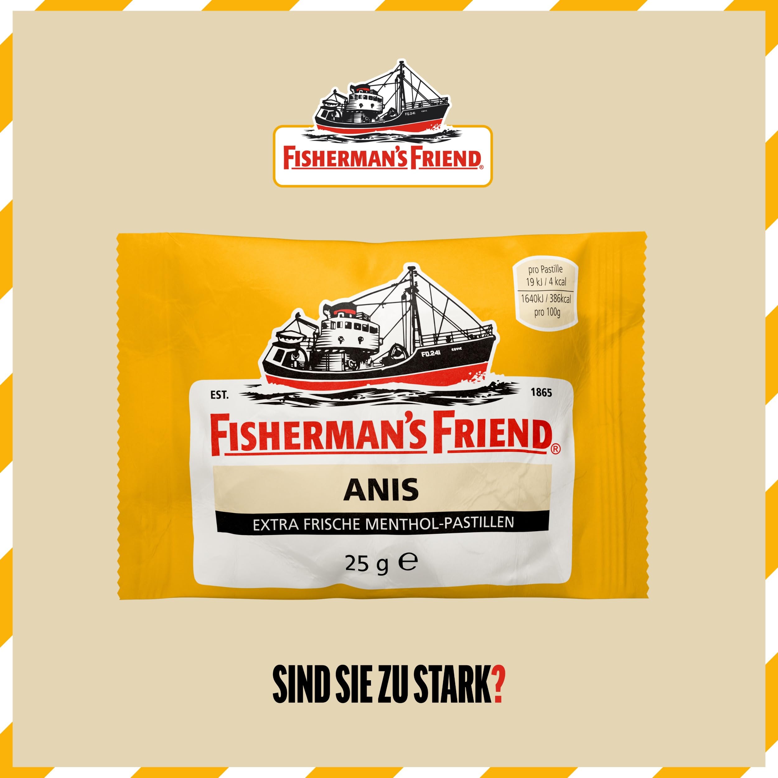 Fisherman's Friend Anis, 24er Vorratsbox, Exklusive Sorte: Anis und Menthol Geschmack, mit Zucker & vegan, Bonbons für frischen Atem, 24 x 25g