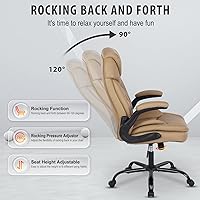 Vista 3 de Comermax Sillas ergonómicas ejecutivas de oficina con soporte lumbar ajustable, mecedora de 90-120, sillas de escritorio giratorias con reposabrazos