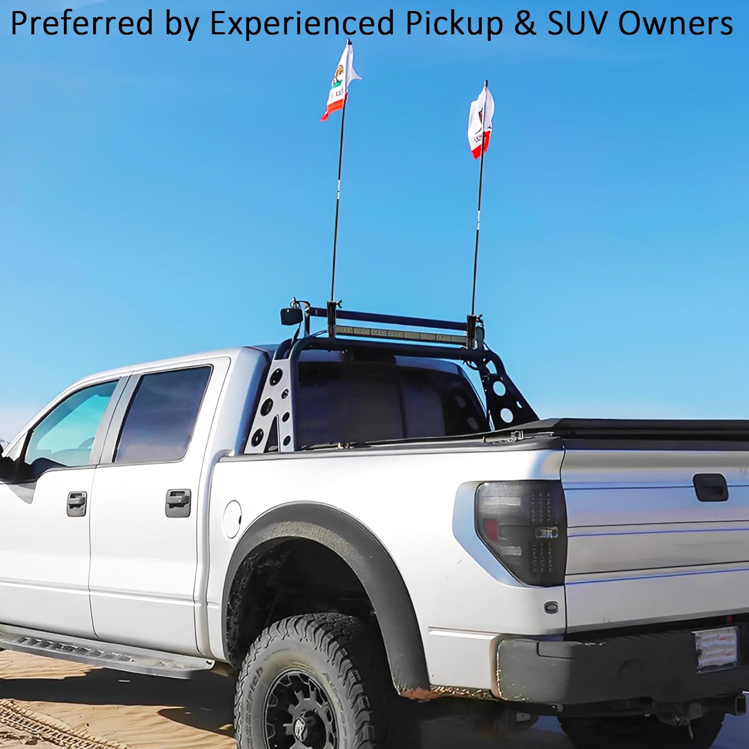 2-Pack Quick Release Flag Pole Mount for SUV & Pickup Trucks – Bolt-On Flag Holder for 1/4" & 5/16" Whip Flag Poles – Dual Mount Set for Tailgate, Truck Bed & Bed Rack Installation (Black)