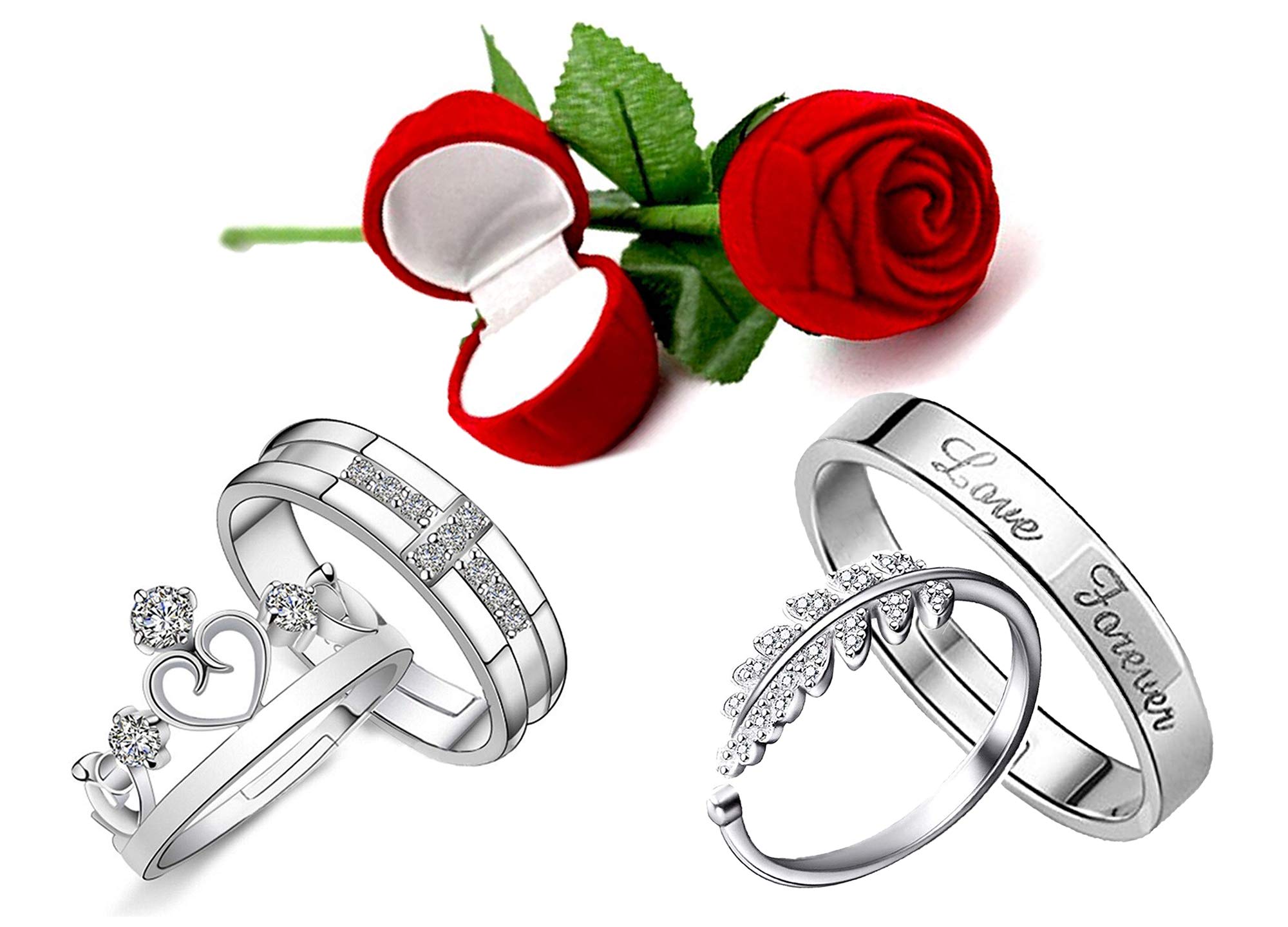 Mahi Valentine Gift Cubic Zirconia and Crystal Couple Ring Set with Rose Box for Couple FRCO1103084RBx (B084LFXWH1) Amazon Price History, Amazon Price Tracker
