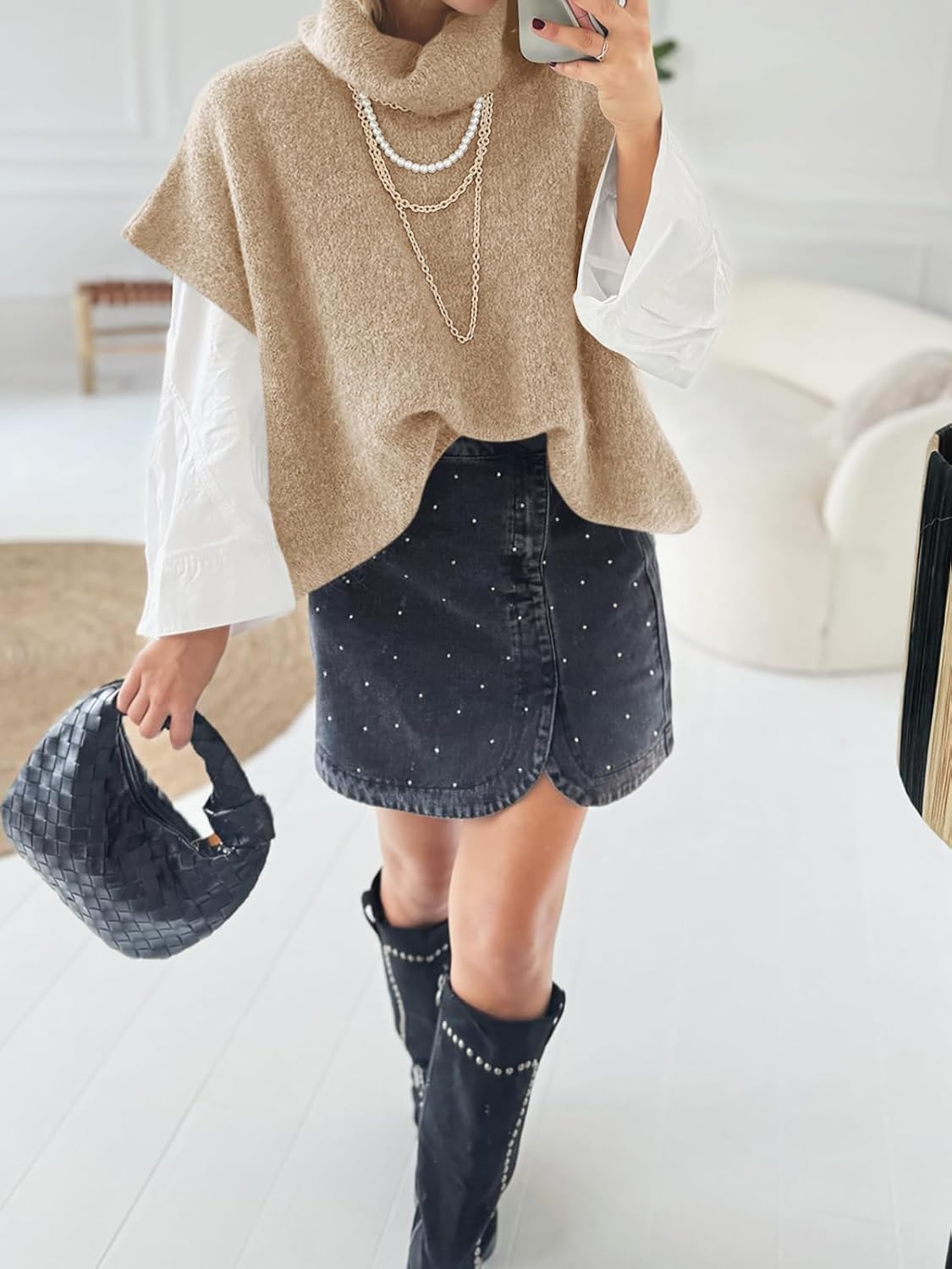 Cicy Bell Womens Oversized Turtleneck Knit Sweaters Short Batwing Sleeve Casual Slouchy Loose Fit Chunky Pullover Tops - Image 5