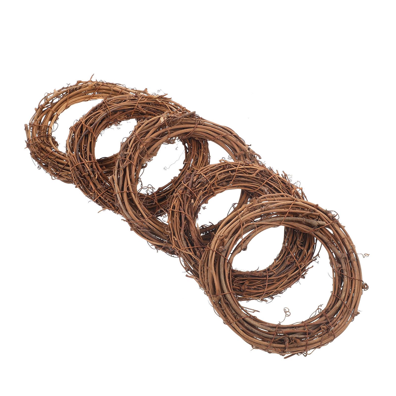 Ghirlande Di Vite Naturale In Rattan - Set 5 Pezzi Da 20 Cm Per Fai Da Te, Decorazioni Natalizie E Parete