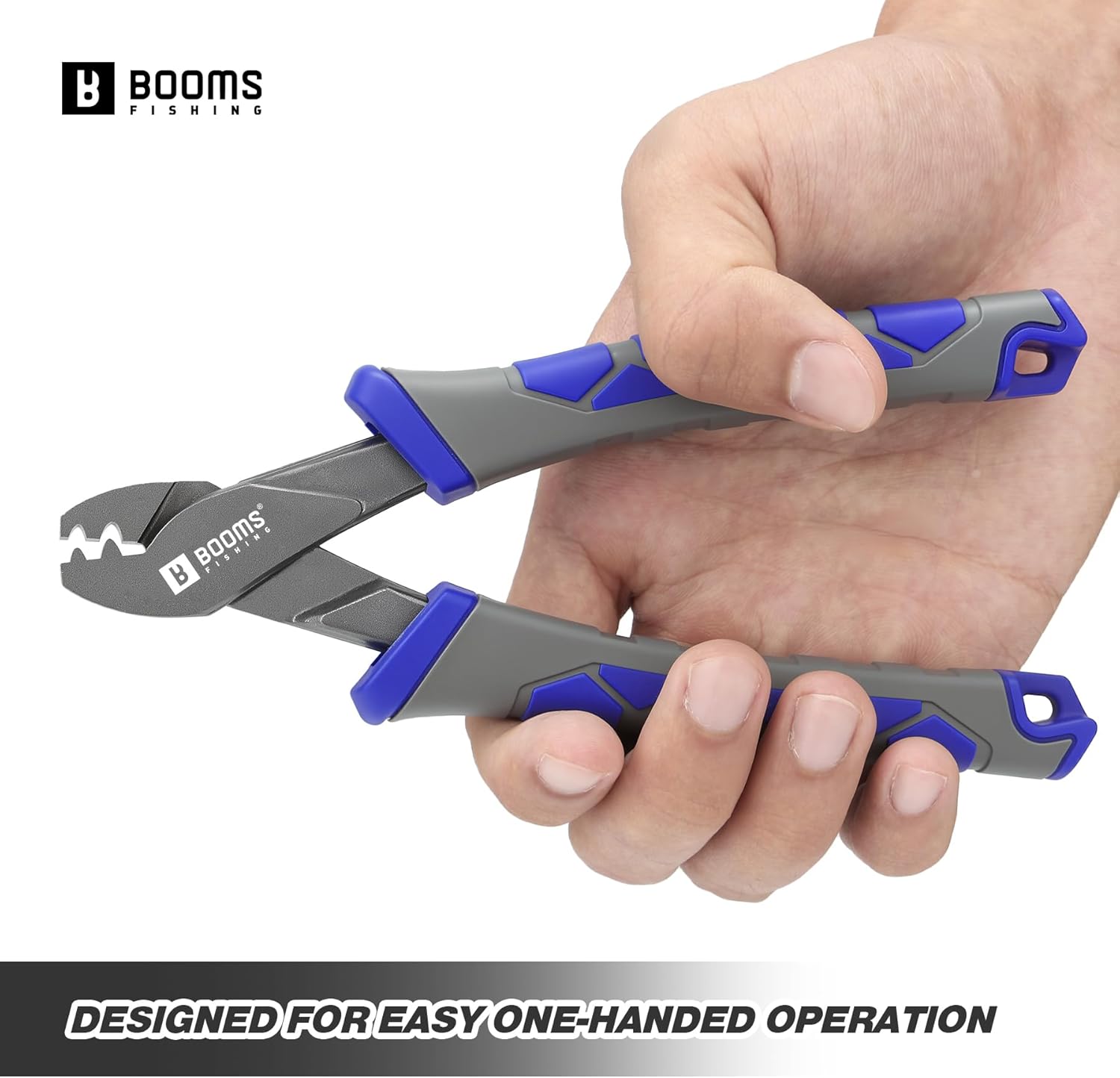 Booms Fishing Crimping Pliers Tool: 6.5in Crimper for Single Barrel - 300pcs Sleeves and Lanyard Included, XW41