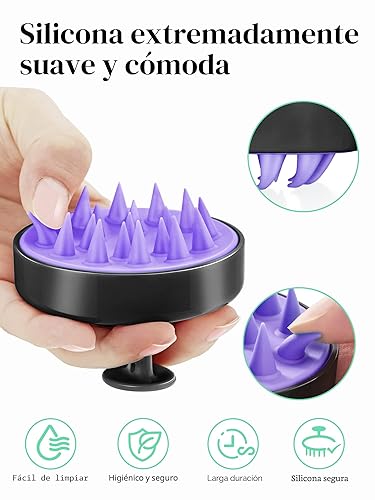 Miniatura 3 de Cepillo de masaje para cuero cabelludo Heeta, cepillo de silicona para aplicar champú, negro, Negro