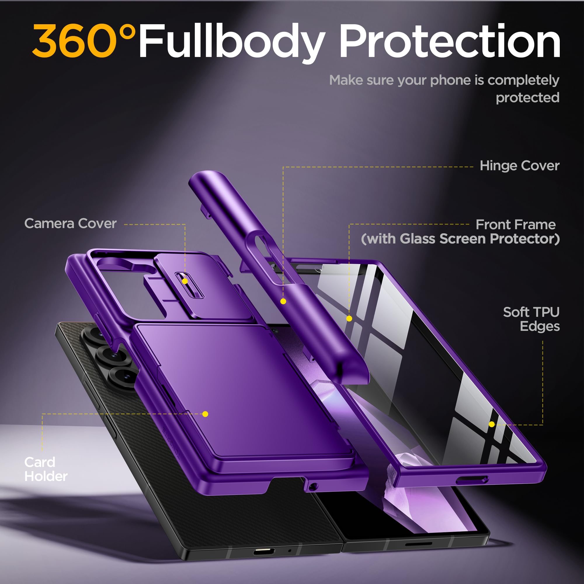 TONGATE for Z Fold 6 Case, [with Card Holder & S Pen Holder