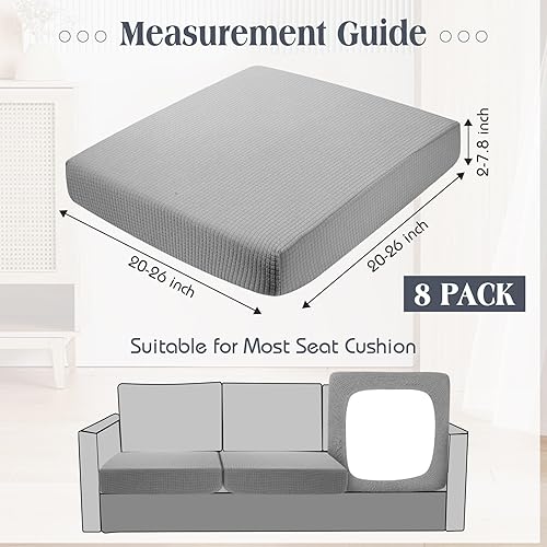 Miniatura 2 de Newwiee 8 fundas de cojín elásticas para sofá para patio, fundas de cojín para exteriores, fundas de sofá de repuesto, funda de asiento suave,
