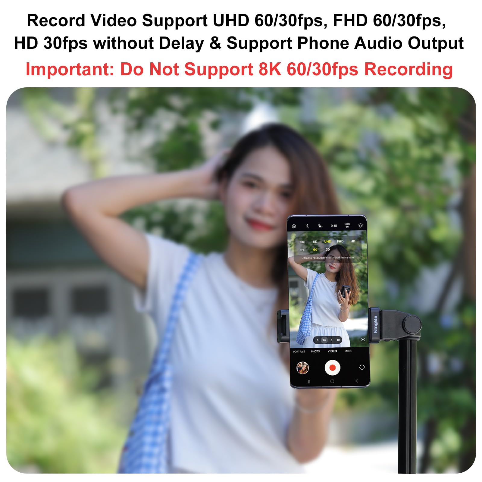 Newmowa Phone Vlog Selfie Monitor Screen do Samsung, Magnetycznym Uchwytem | Wyjście Audio Telefonu, Wykorzystuje Tylną Kamerę Telefonu do Selfie Vlog TikTok Live(NIE do Nagrywania 8K/Telefonów Google)