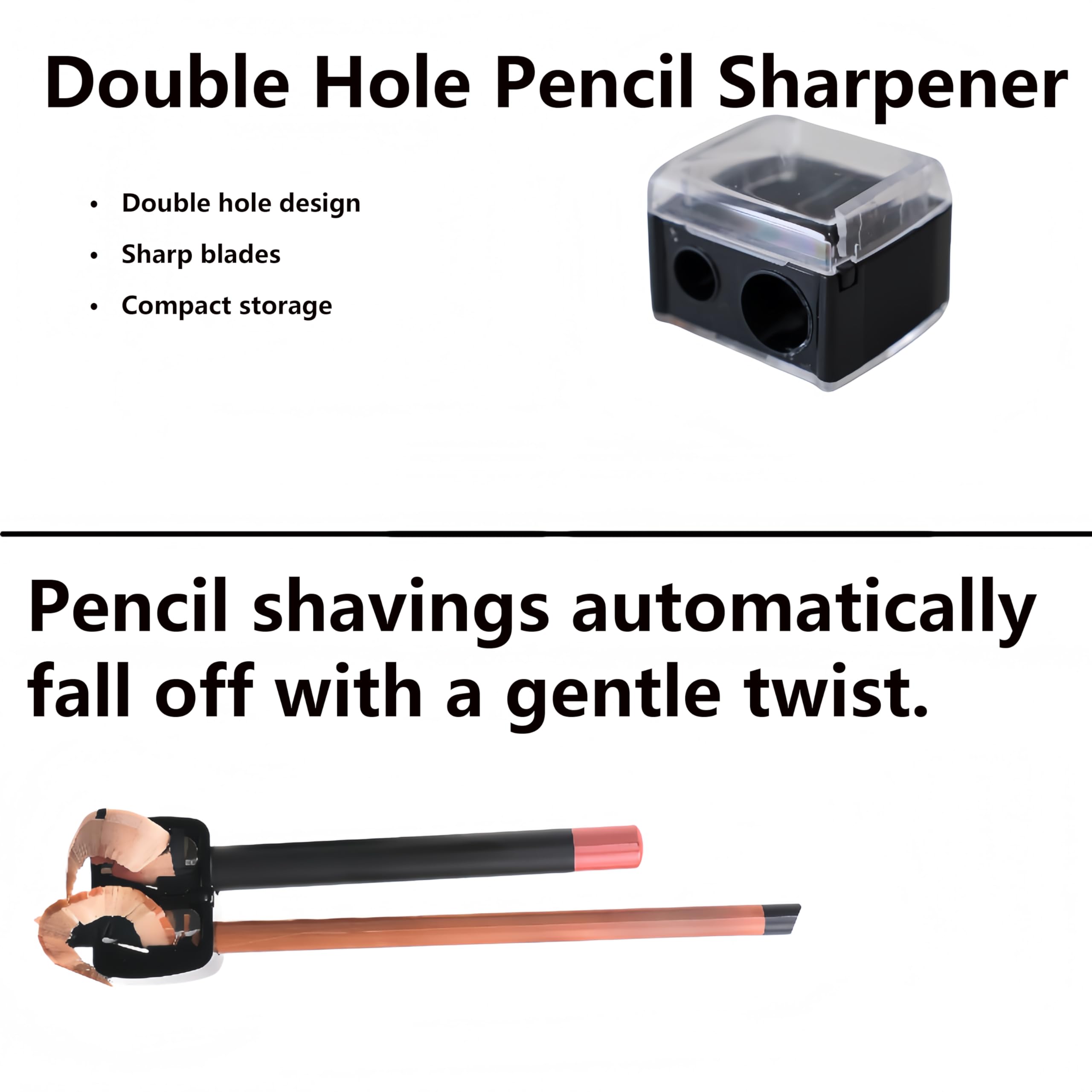 2Pcs Temperino Universale Per Trucco, A Doppio Foro(12 Mm/8 Mm) Per Sopracciglia, Matite Labbra, Eyeliner, Lame Di Precisione, Comodo Per Viaggi (Nior)
