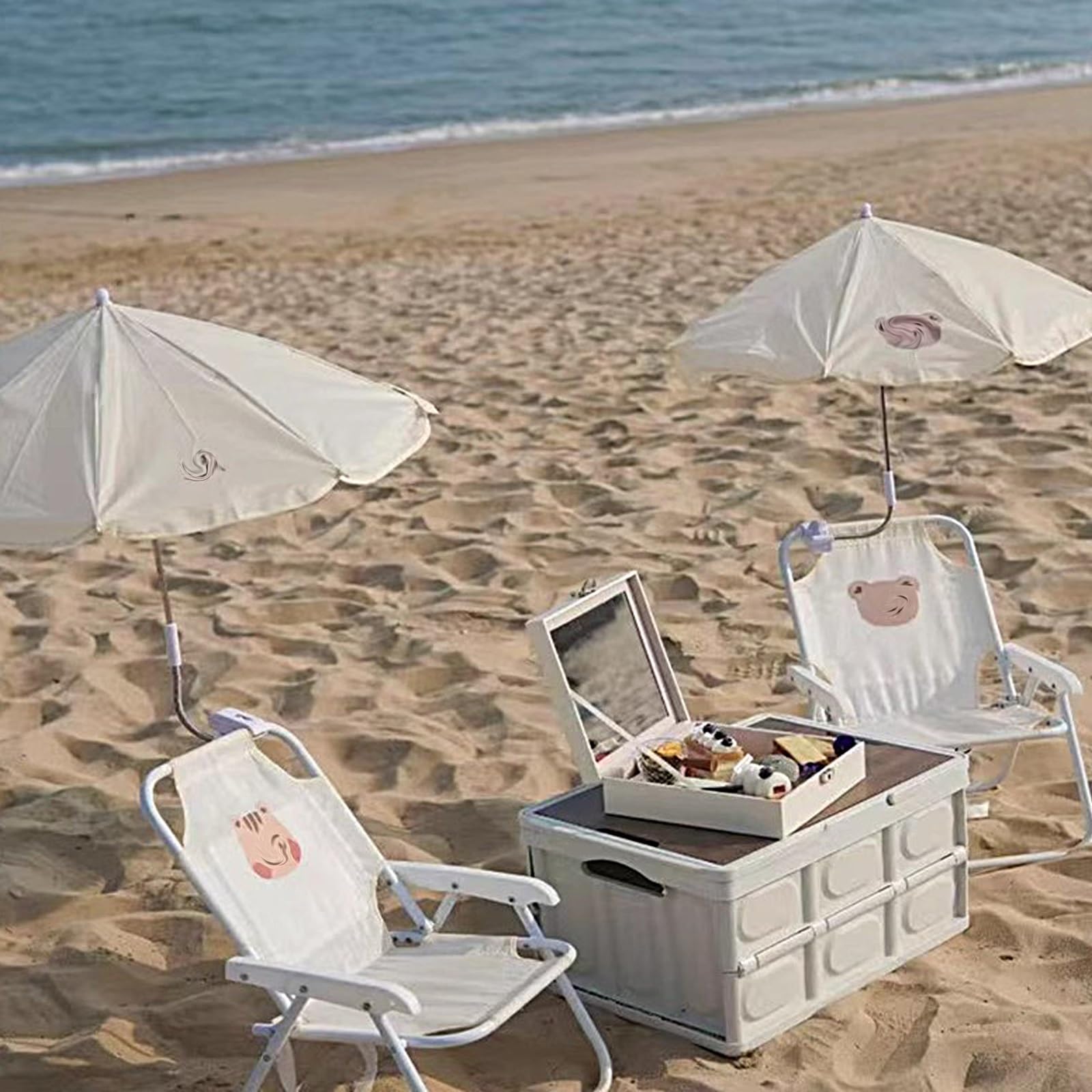 Campingstuhl Faltbar Leicht Klein mit Sonnenschirm Klappstuhl Plastik Strandstuhl Tragkraft 50kg Angelstuhl für Camping, Picknick, Meer, Strand(37 * 30 * 50.2cm) Sonstiges