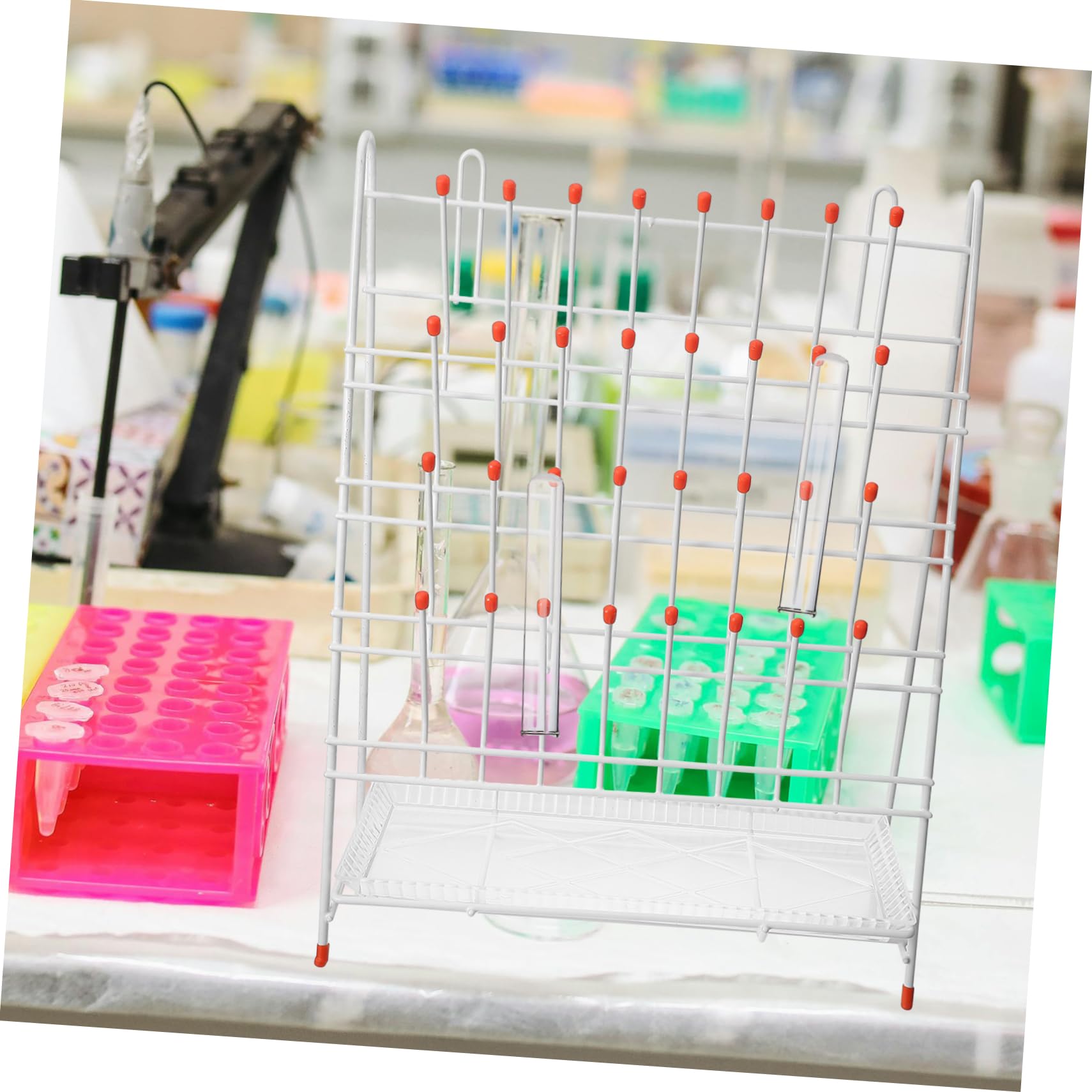 Ipetboom Estante De Secado Para Tubos De Ensayo Ranuras Con Diseño Compacto Antideslizante Para Laboratorio Soporte Para Laboratorio y Drenaje Práctico