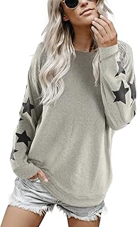 Blooming Jelly Womens Knit Pullover Sweaters Crewneck Long Sleeve Star Print Lightweight Cute Top