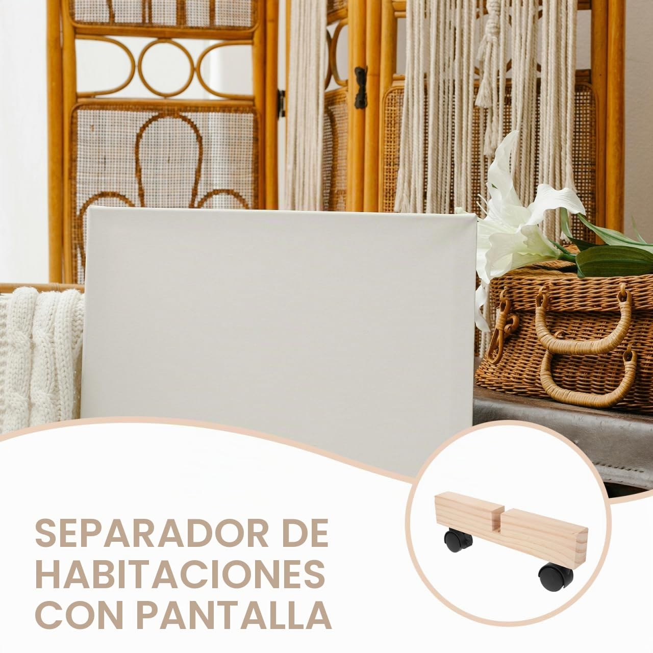 Cabilock 2 Piezas Pantalla de partición Separador de ambientes con Ruedas pies del Panel de la Pantalla peana Monitor biombos separadores pies de Pantalla Engrosada Cortar