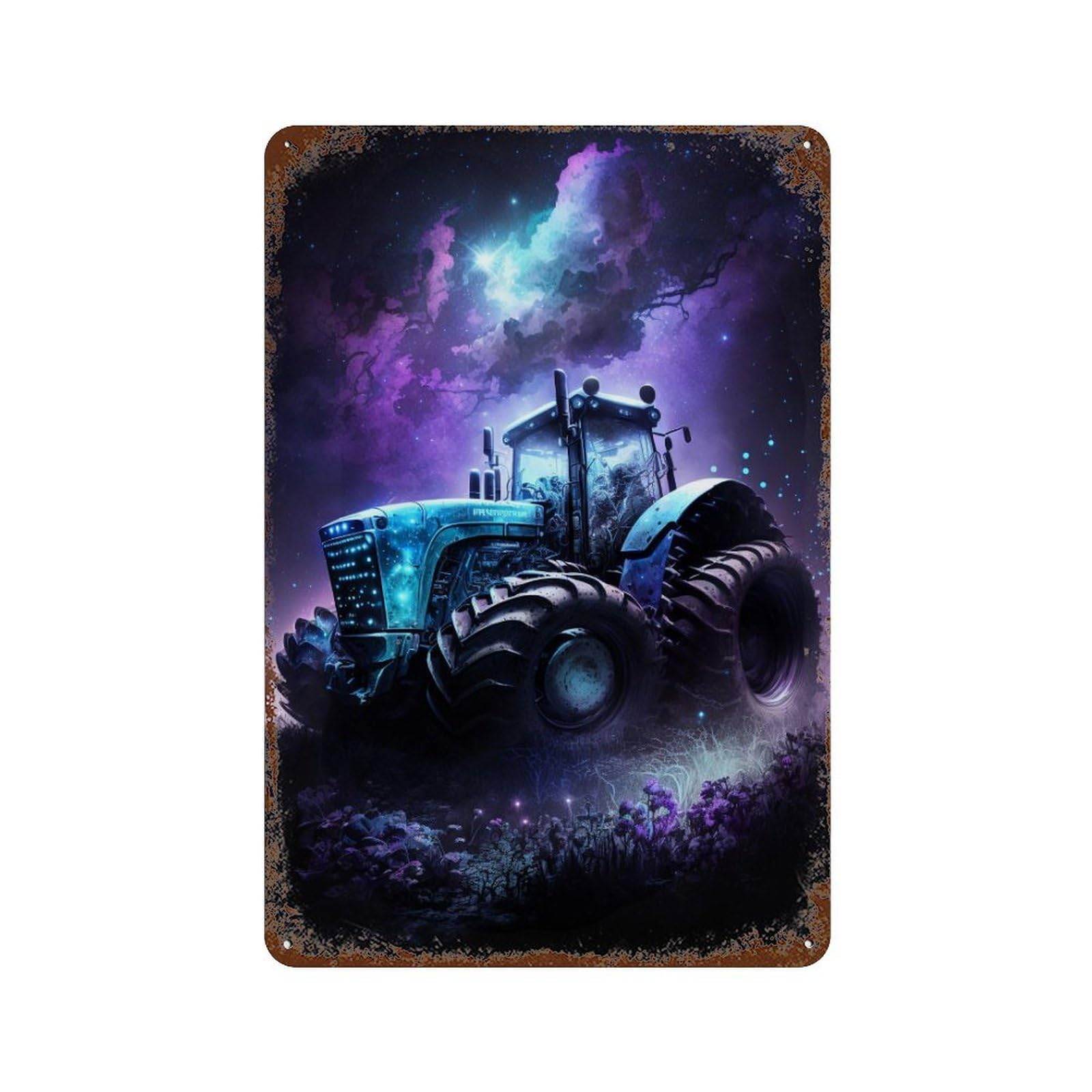 Galactic Tractor Adventure-13 Aged Metal Wall Plaque 11.8"x7.9", for Office, Studio And Wall Decor, Novelty Wall Decor