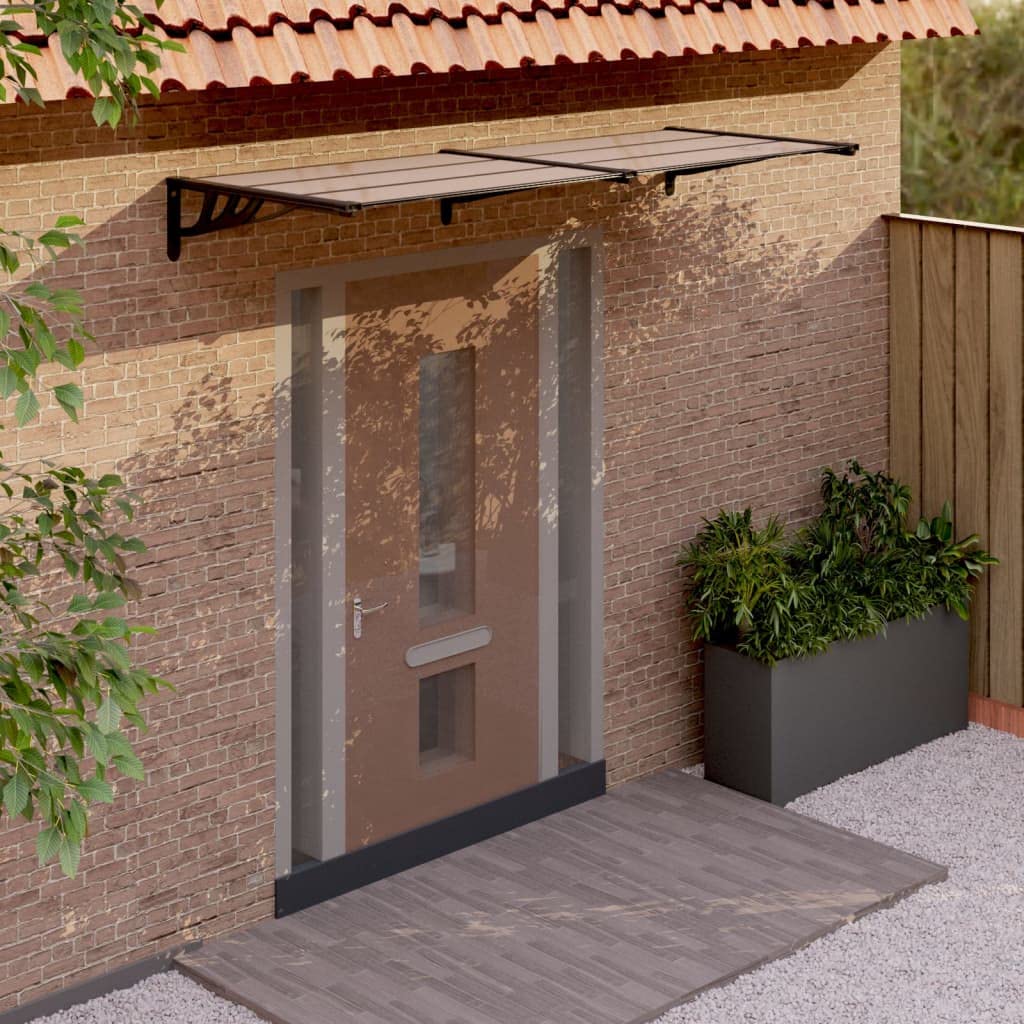 Auvent de porte noir 239x90 cm en polycarbonate résistant pour balcon