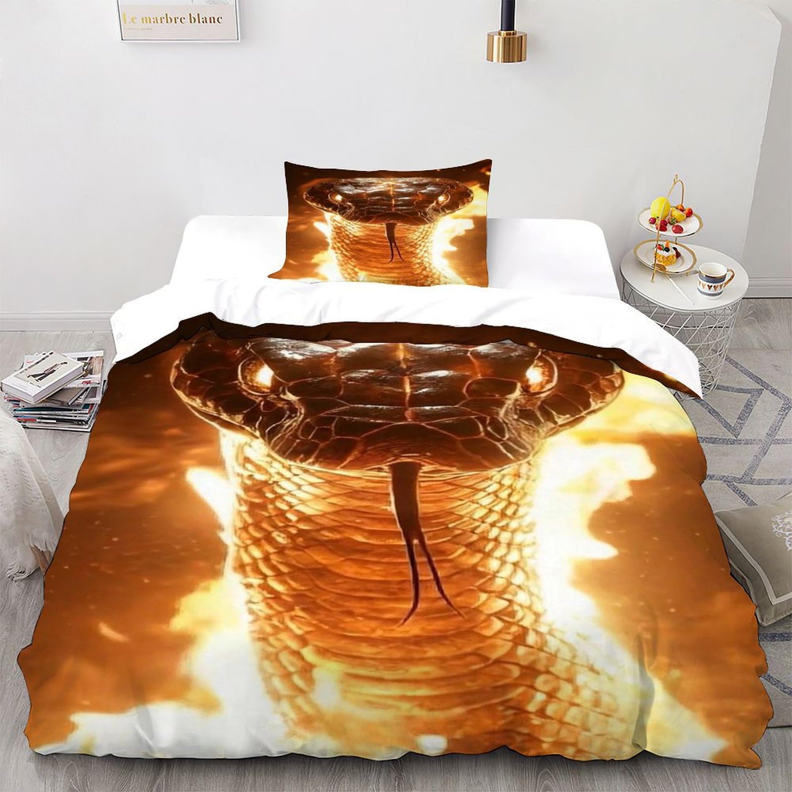 Housse de couette serpent avec fermeture éclair pratique pour lit simple adulte