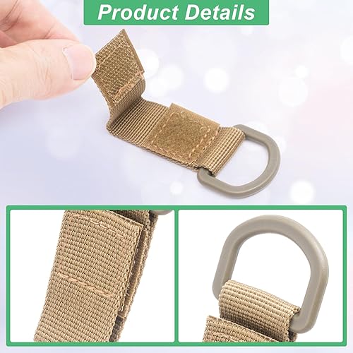 Miniatura 3 de KIKOOD 6 adaptadores tácticos de anillo en D de 3.0 in x 1.4 in, clip de metal para bolsa táctica a prueba de óxido, cinta mágica no se decolora,