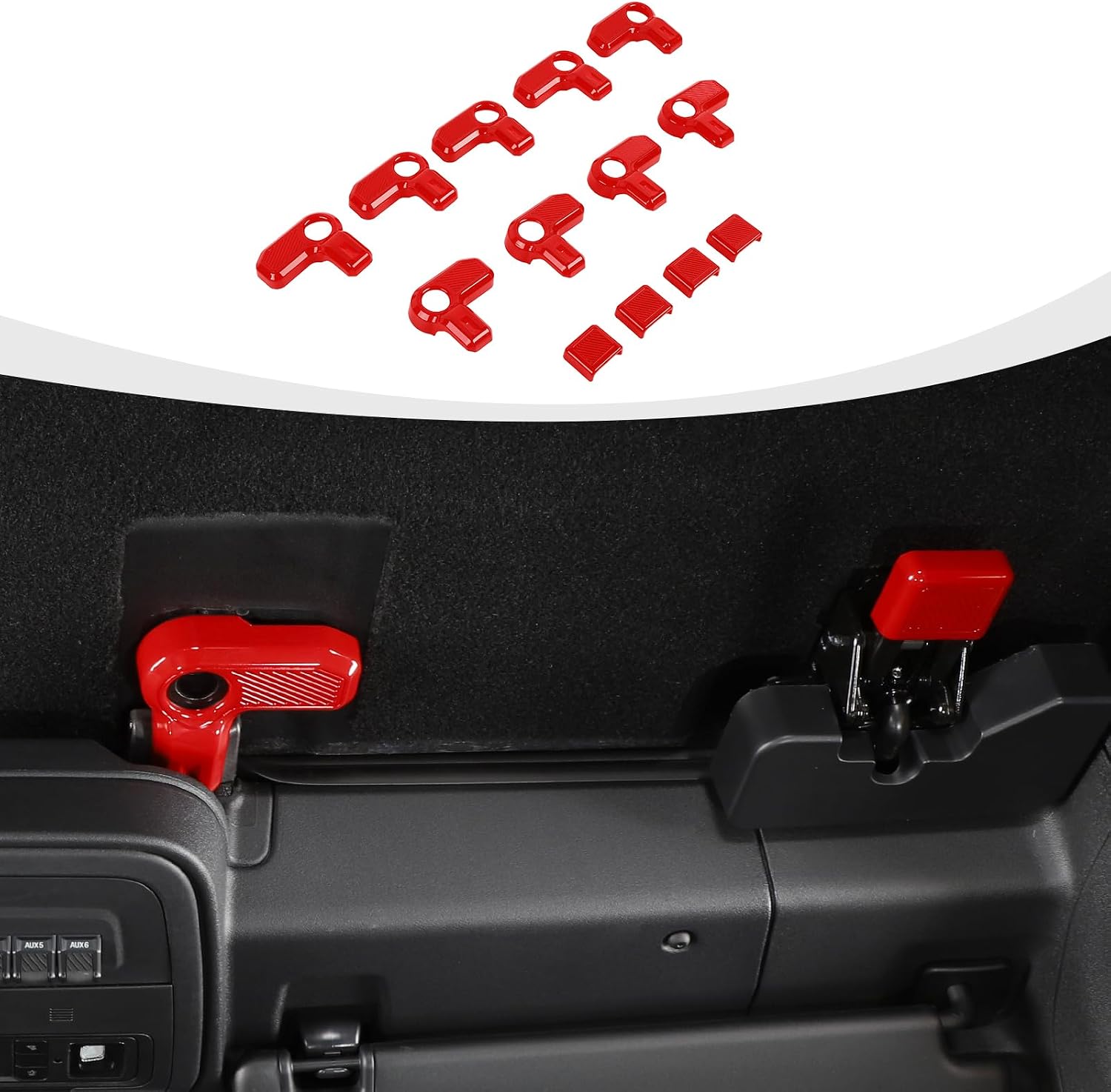 RAZPOY Freedom Panel Latch Trim Hardtop Roof Removal Switch Handle Cover Compatible with Ford Bronco 4-Door Interior Accessories 2021-2026, Red (Not for Bronco Sport)