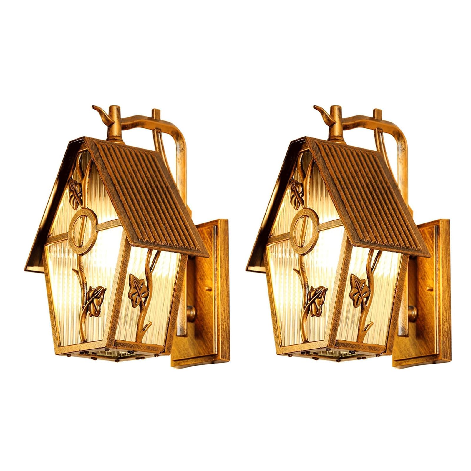HUAYUSEDF Rustic Outdoor Wall Sconce - Vintage Lantern Light Fixture for Balcony, Garden, Courtyard, Fence Decorative Mounted Lamp for Exterior Spaces (2 Pack)(2 Pack)
