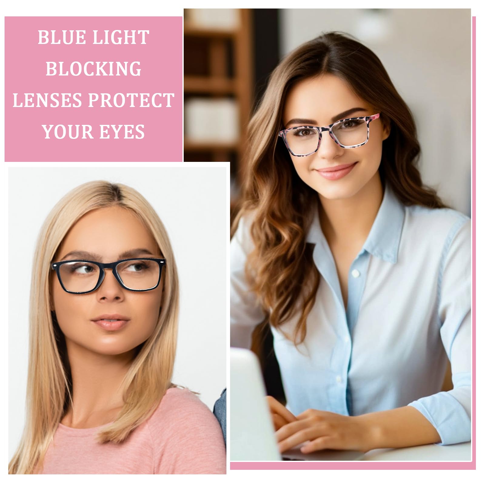 Paquete de 6 lentes de lectura para mujeres y hombres, con bisagra de resorte, bloqueo de luz azul, antifatiga ocular, lectores de computadora