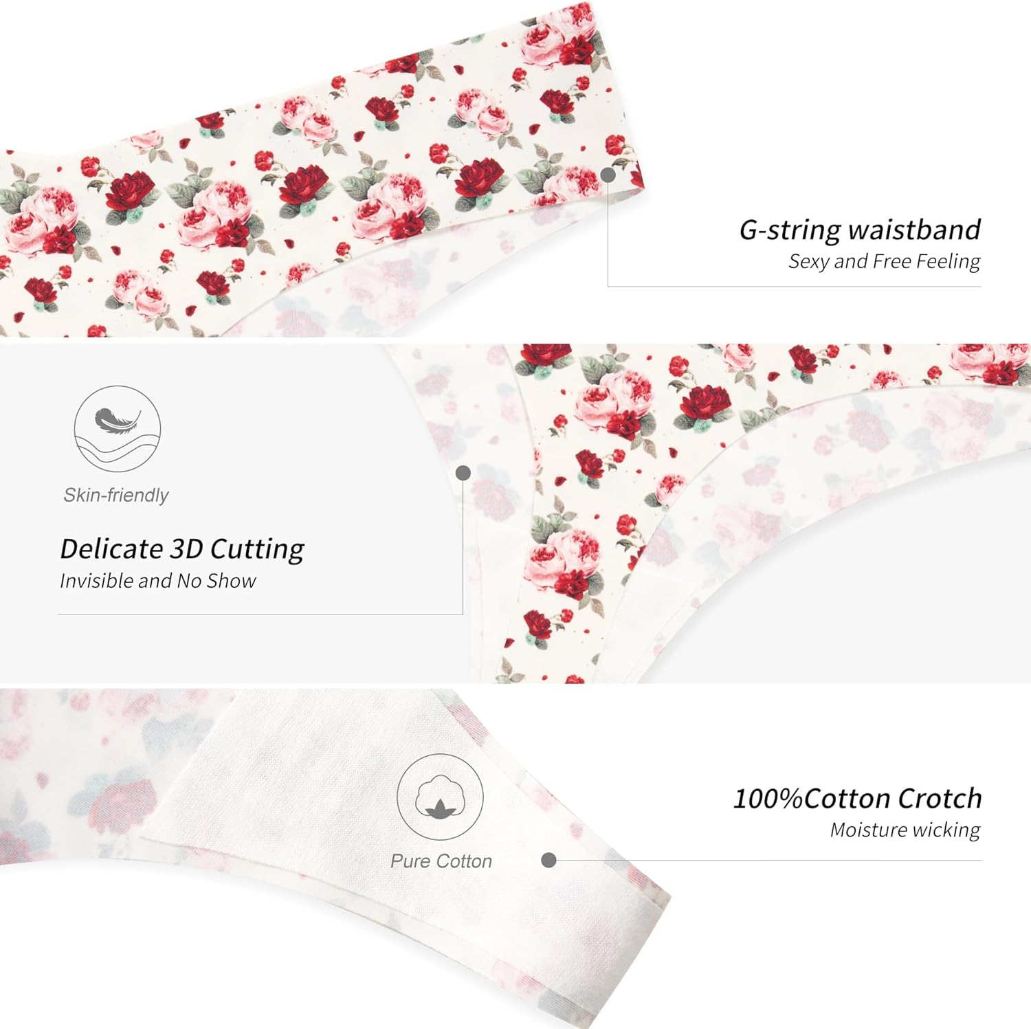 DEANGELMON Seamless Thongs for Women No Show Thong Underwear Women Comfortable Multiple Pack - Image 4