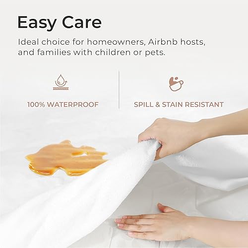 Miniatura 6 de Threadmill Protector de colchón impermeable prémium para cama de tamaño matrimonial, suave, refrescante, silencioso, lavable a máquina, funda de