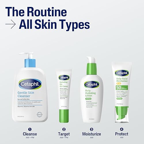 Miniatura 6 de Humectante facial Cetaphil diario, con protector solar SPF 50+, de 1.7 onzas líquidas, paquete de de 2