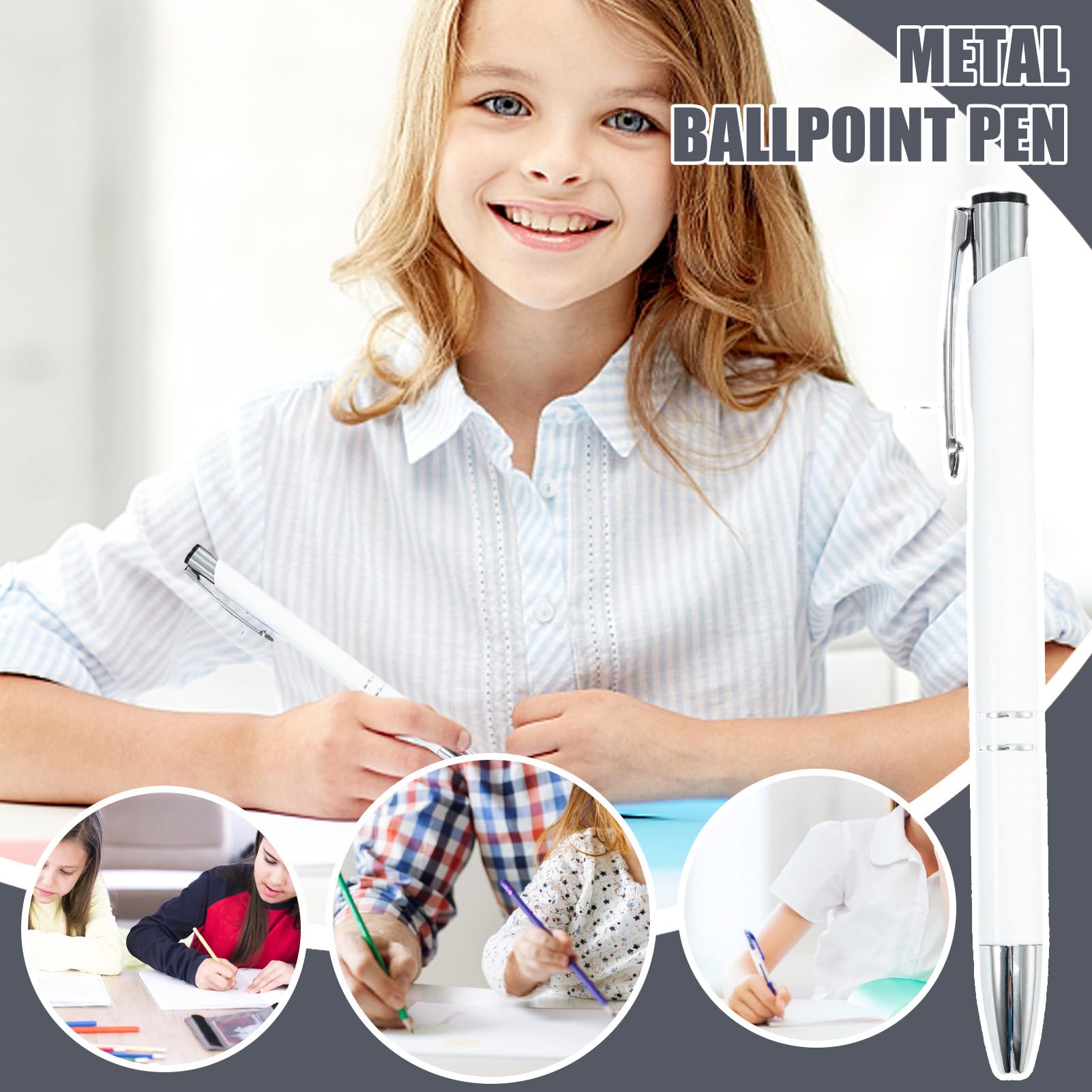 Penna stilografica professionale, 50 penne stilografiche in metallo, multifunzionali, alla moda, con clip argentata, per studenti, insegnanti, professionisti, uso quotidiano, scuola