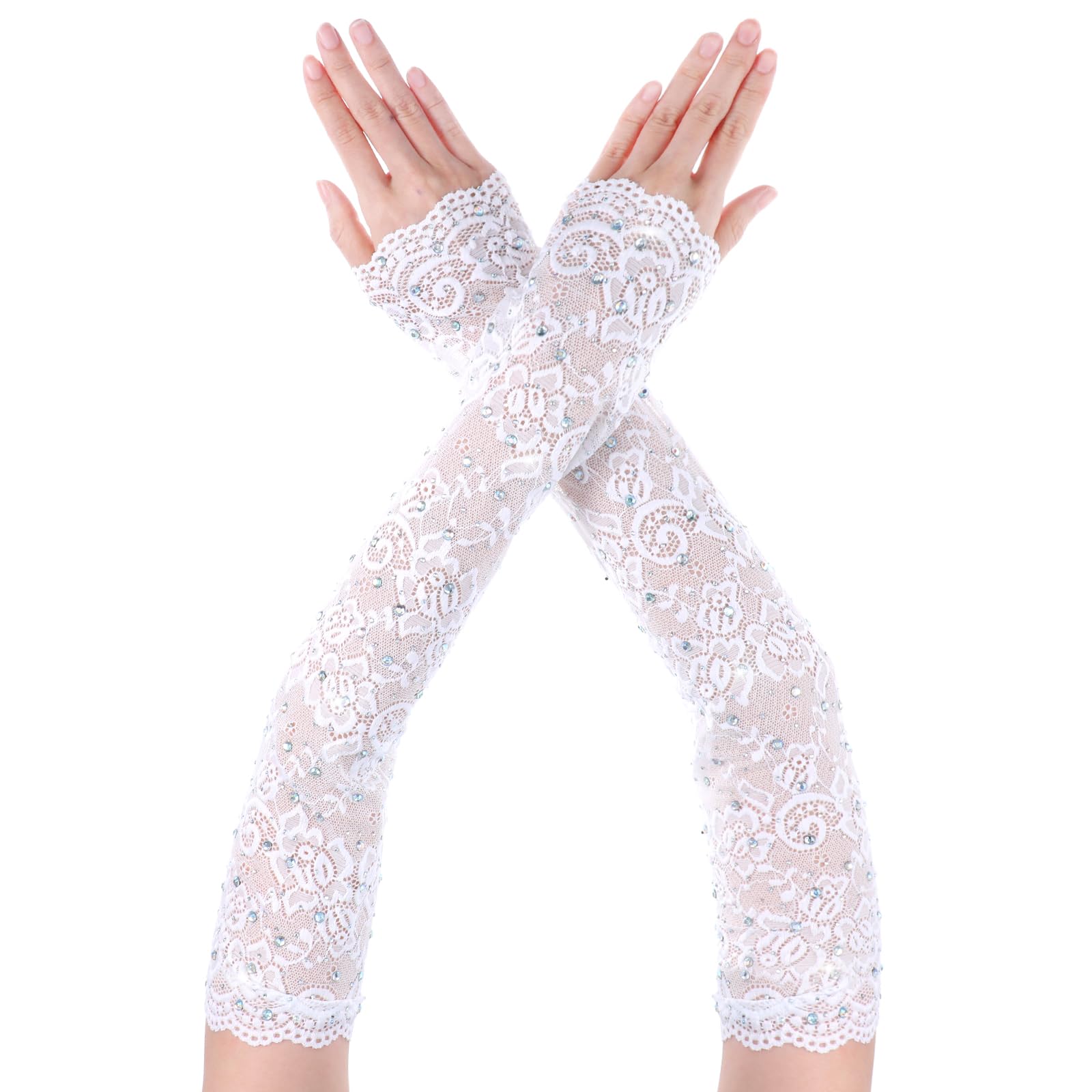 Guanti Senza Dita In Pizzo Con Fiocco, Punk E Sposa, Accessorio Per Halloween E Feste In Maschera