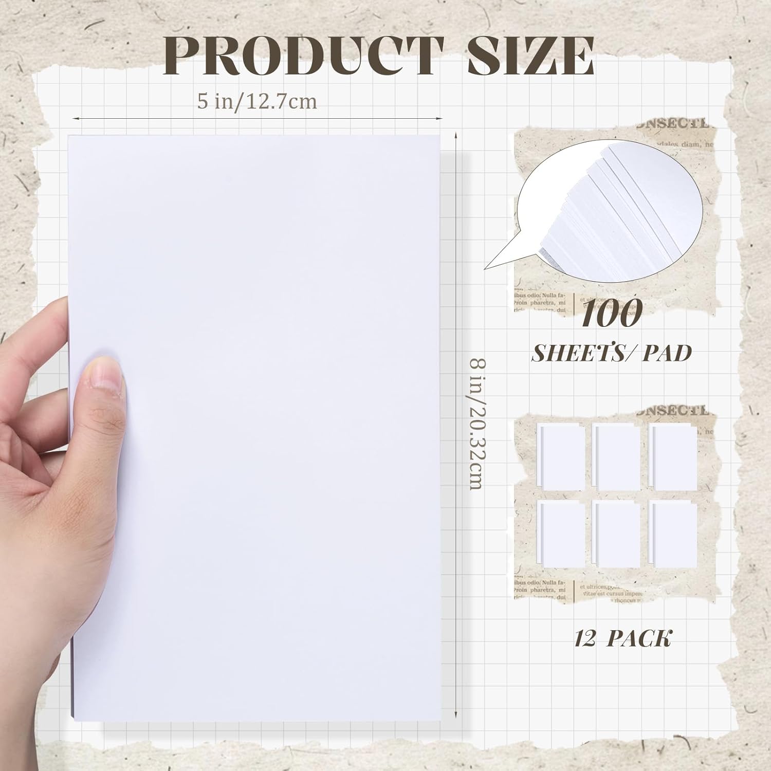 Eaasty 12 Pack Note Pads 5 x 8 Inch 100 Sheets Per Memo Pad, Blank White Scratch Pads for Writing, Small Notepad Paper Pad Server Notebook for to Do Grocery List, Office, Home