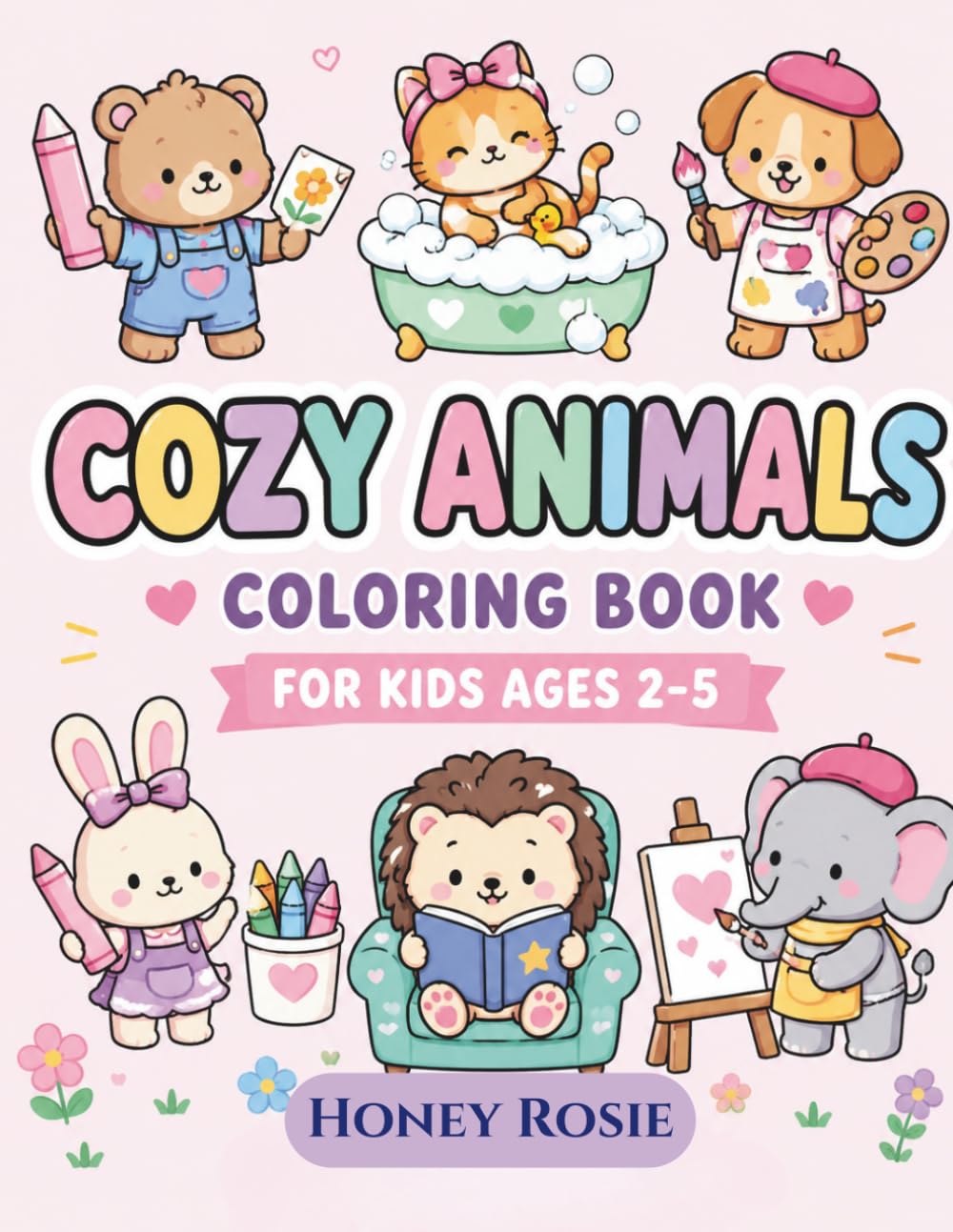 Cozy Animals Coloring Book for kids: Fun and Relaxing Coloring Pages with Woodland Animals,Cats and Dogs for Toddlers and Preschoolers Ages 2-5