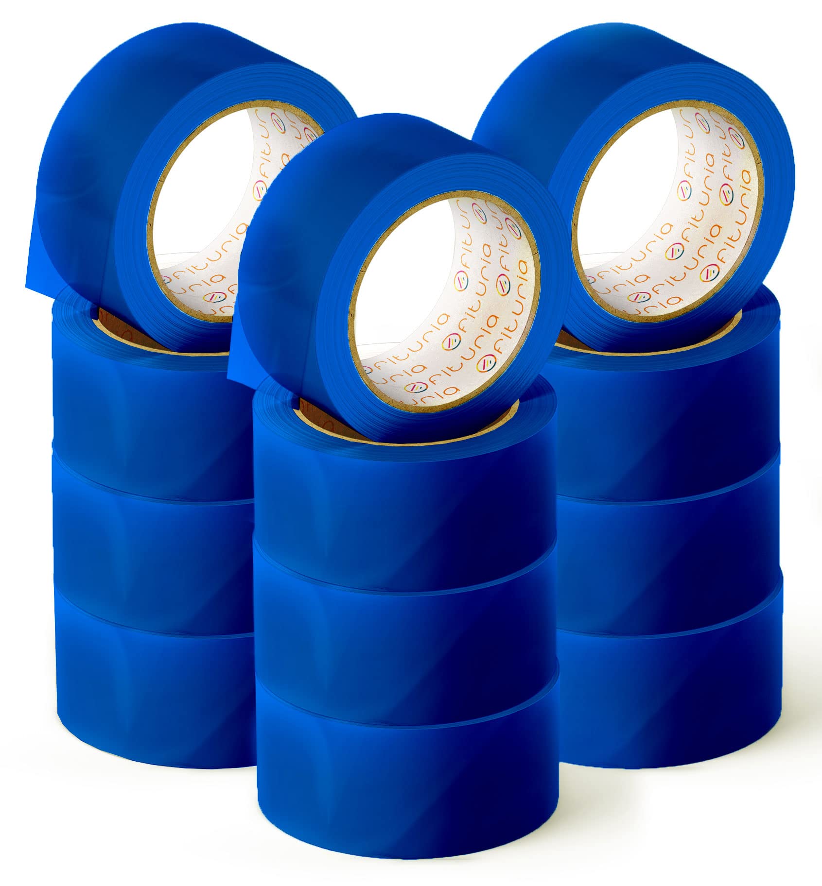 OFITURIA Adhesive Tape, Blue Colour, Adhesive Tape for Packing and Organising Your Boxes and Shipments, Seal in Various Bright Colours 66m x 48mm (12 Units - Blue)