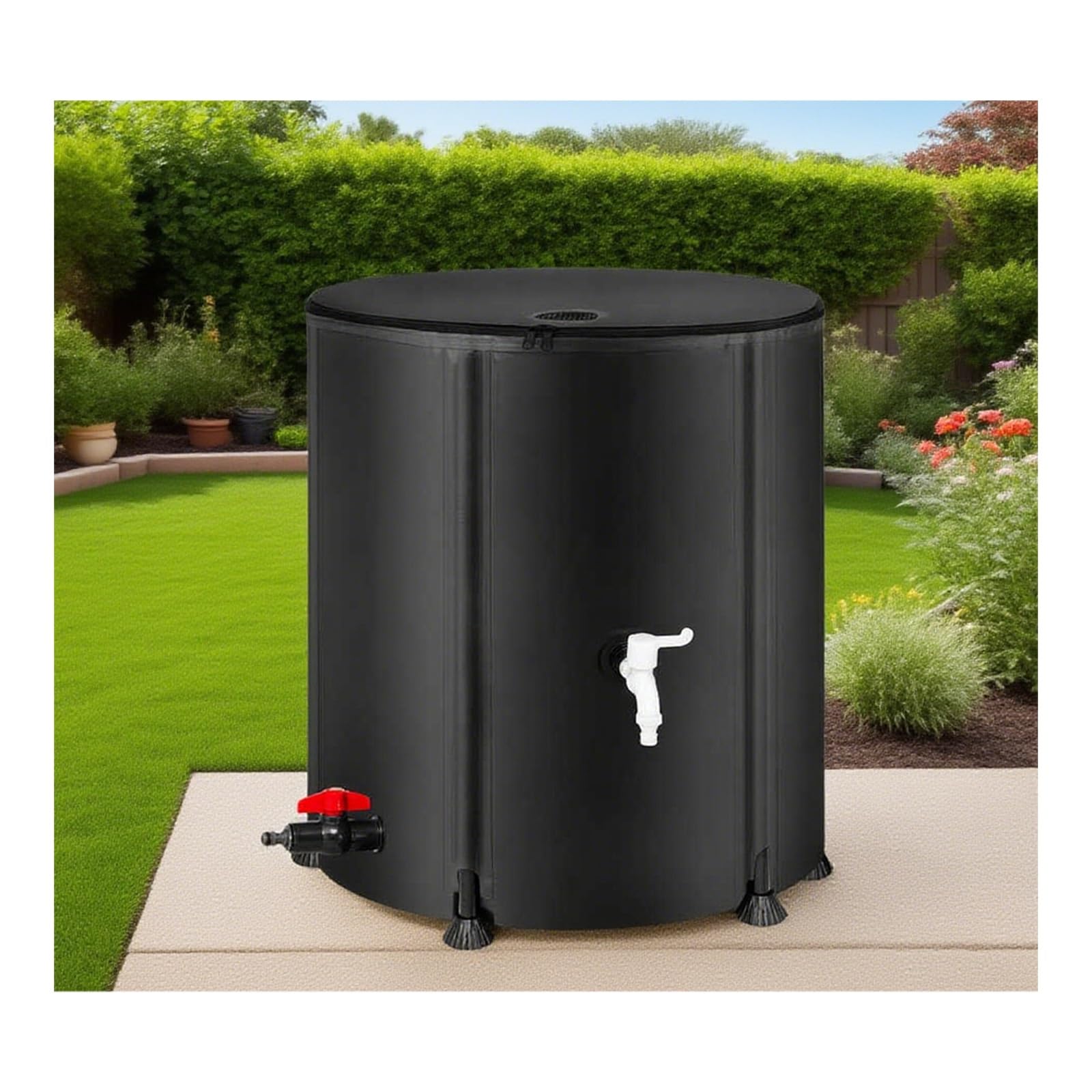 Rainwater barrels, With Filter，Strong and Durable, Flexible Structure, Applicable in Many Scenarios, Strong Portability(Black,250L)