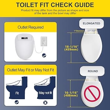 Smart Bidet Toilet Seat Elongated, Heated Seat, Dryer,201SP