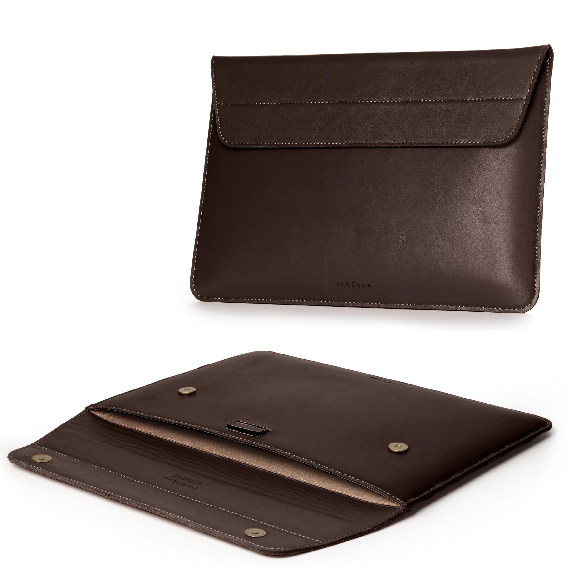 Funda de piel auténtica de grano completo para laptop de 13, 14, 15 y 16 pulgadas, con soporte integrado y acolchado (para MacBook Air/Pro y otros portátiles de 13.3/13.6/14.2/15.6 pulgadas