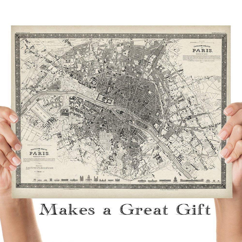 Amazon.com: Vintage 1844 Paris France Map 11x14 Unframed Poster
