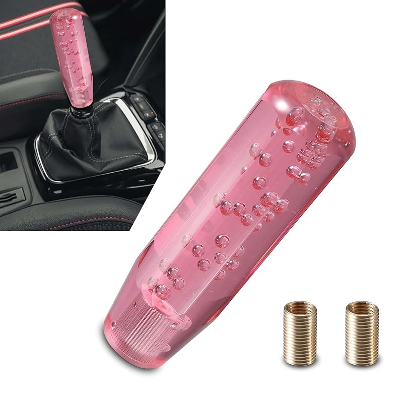 Manopla de Câmbio Cristal Rosa Merdege com Adaptadores M8 x 1,25 e M10 x 1,25, 4,8 x 15 cm, MERPDT3334PK-1PC
