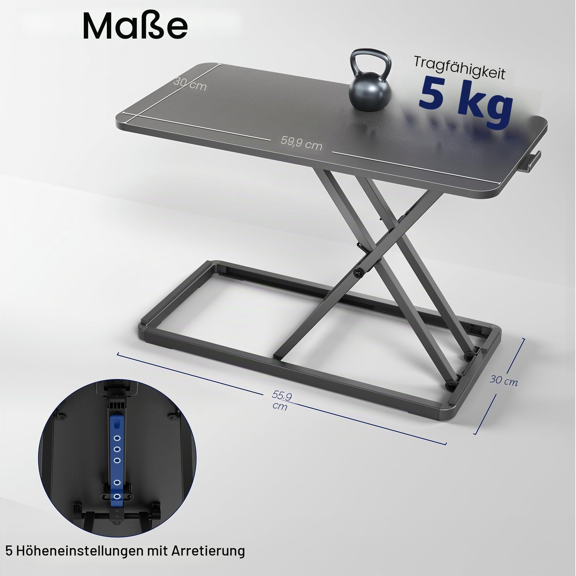 VIVO Ergonomische Schreibtisch-Erhöhung für Tastatur und Maus mit Scherenhub-System, 61 cm (24 Zoll) Breit, Höhenverstellbarer Tastatur-Aufsatz für Sitz-Steh-Arbeitsplätze, Schwarz, DESK-V024A