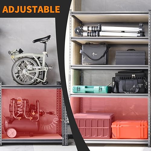 Miniatura 5 de Estantería metálica de 5 niveles en forma de Z, estantes resistentes para almacenamiento en pared, 48 x 24 x 72 pulgadas, 600 librasnivel, estantes