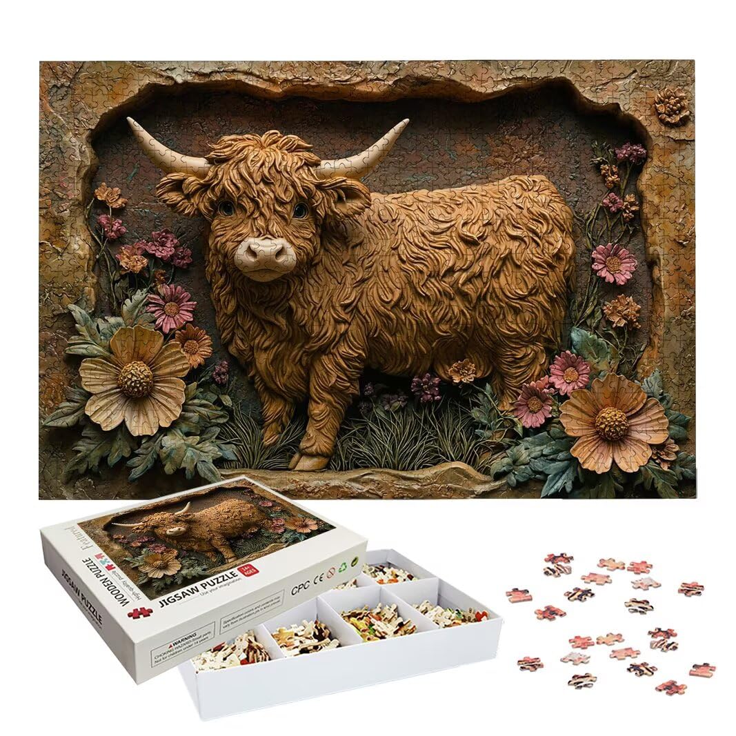 Puzzle 5000 Piezas, Puzzle Highland Cow de Madera para Adultos, Decor -2650