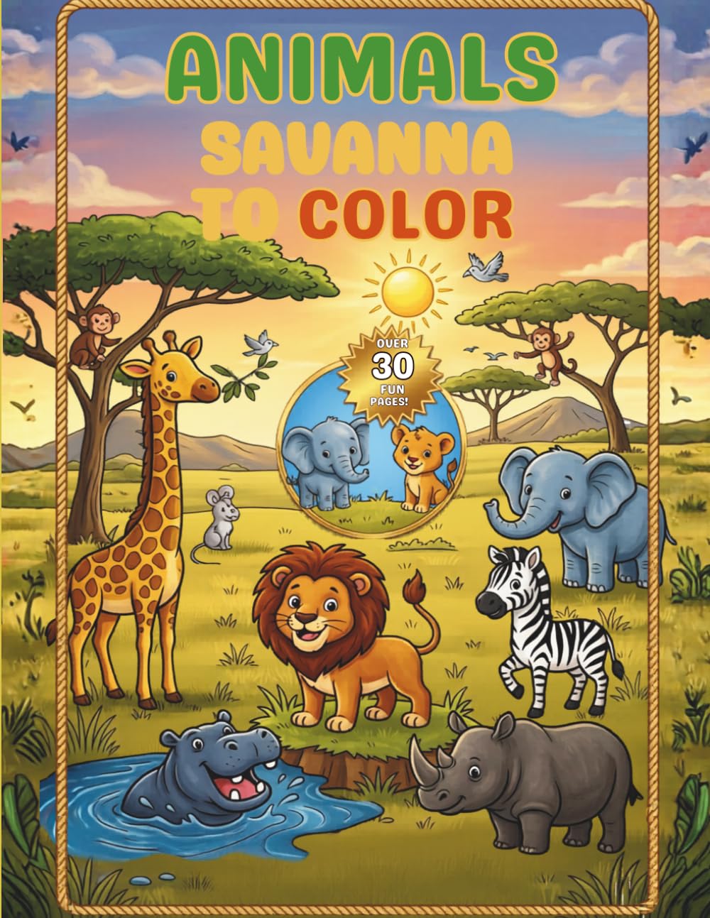 Animal Savanna to Color: A Wild Adventure Coloring Book for Kids and Adults | Featuring Lions, Elephants, Giraffes, and Exotic African Wildlife for Relaxation and Creativity